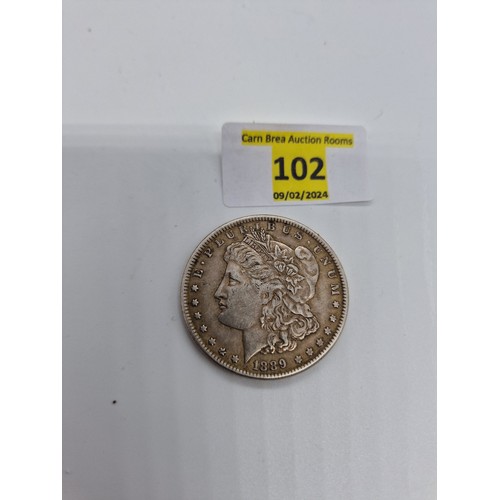 102 - Genuine USA Silver Morgan Dollar 1889