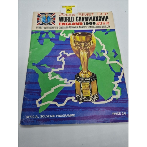 367 - Jules Rimet Cup World Championship England 1966 Souvenir Programme