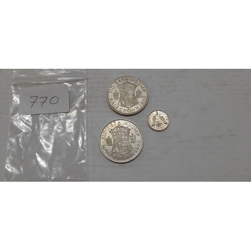 770 - 3 Silver coins in high grade