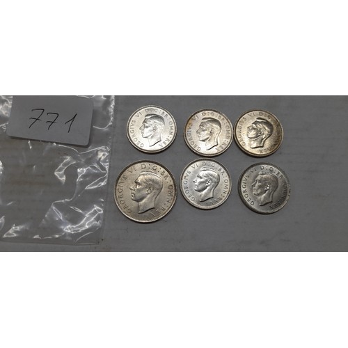 771 - 6 Silver coins, good condition