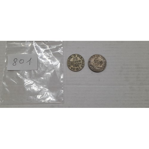 801 - 2 Old silver coins