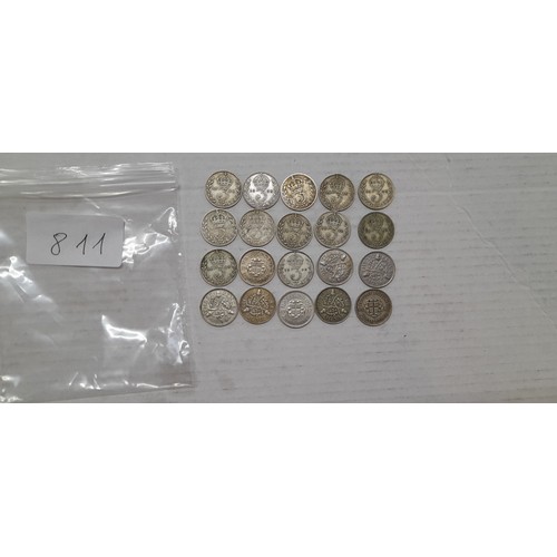 811 - 20 Silver coins in VF-EF condition