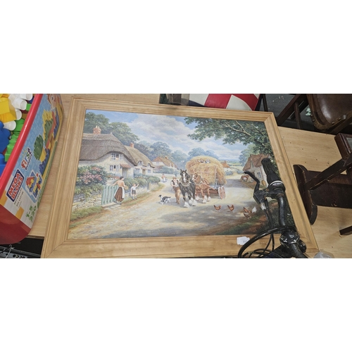 117 - large oil on canvas the hay wagon by Soko Mitchell UNABLE TO POST