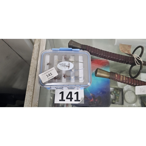 141 - box 22 new deluxe Jackson cardinal fishing flies