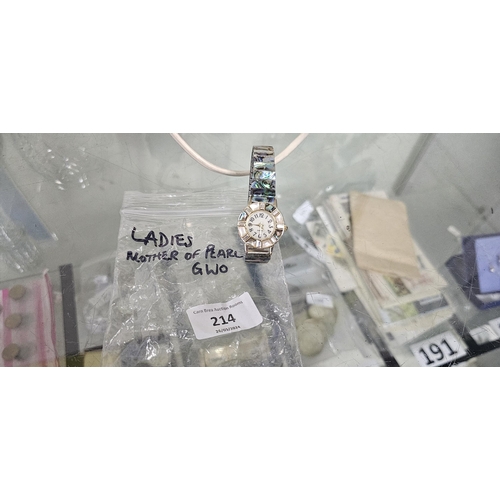 214 - ladies mother of pearl effect watch GWO