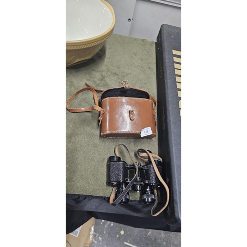 227 - denhill 8x25 binoculars in leather case