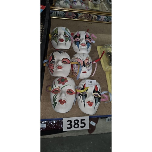 385 - 6 small ceramic face masks