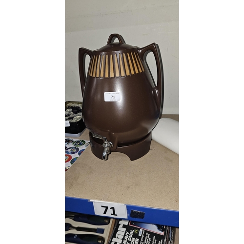 71 - large ceramic barrel with tap and stand, no damage UNABLE TO POST