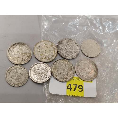 479 - 8 Silver coins, uncleaned