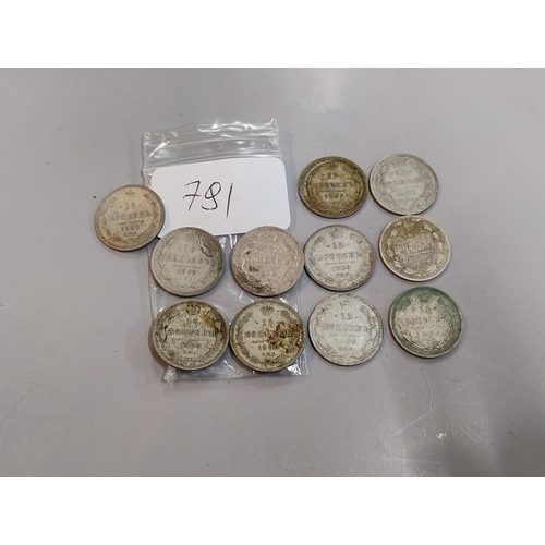 791 - 11 silver coins, different years