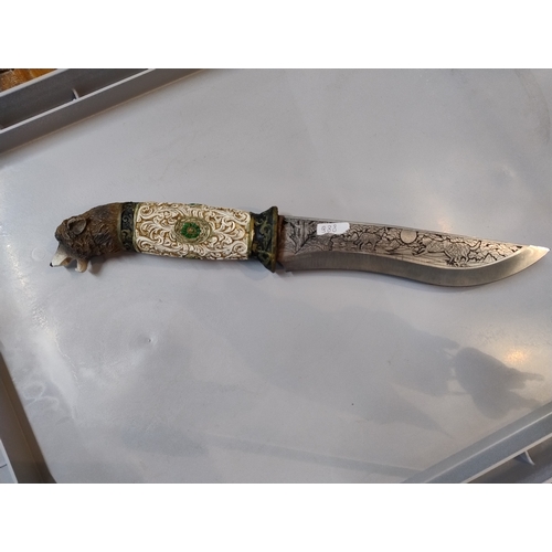 988 - Big hunting knife, unusual design, no scabbards