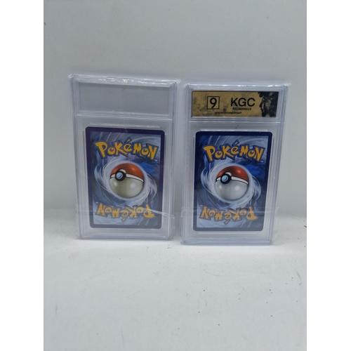 1 - Two boxed Pokémon cards in graded boxes one with grading