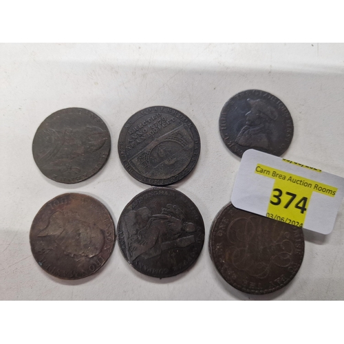 374 - Pennies coins c1700