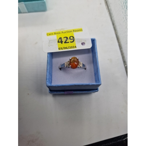 429 - 925 size U fire opal ring