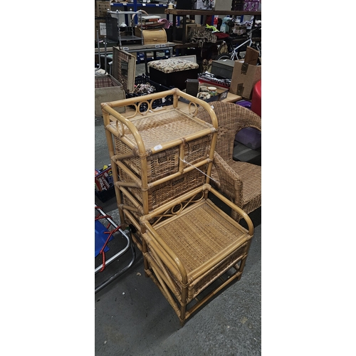 77 - wicker chest of drawers & matching side table