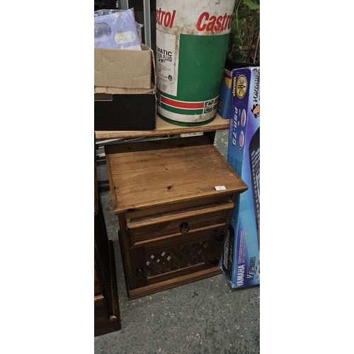 91 - mexican pine cabinet with lattice door