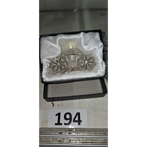194 - boxed crystal cinderella pumpkin coach trinket box