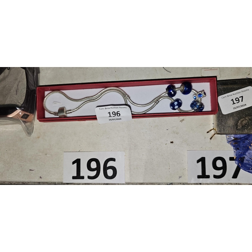 196 - pandora style necklace & some charms