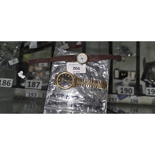 204 - vintage black faced citron hand wind watch & vintage ladies citron mechanical watch gwo