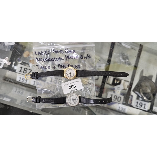 205 - 2 ladies winder watches, timex & one other gwo