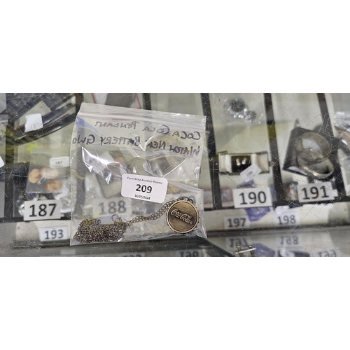 209 - coca cola pendant watch , new battery gwo