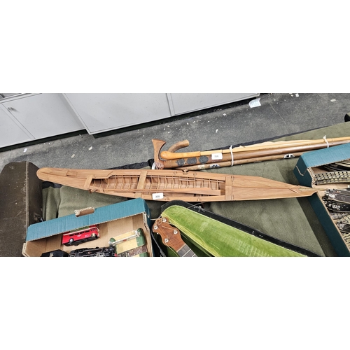 220 - wooden model boat 95cm long UNABLE TO POST
