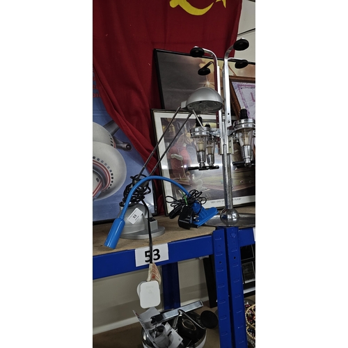 53 - 1 clip on light & 1 desk lamp