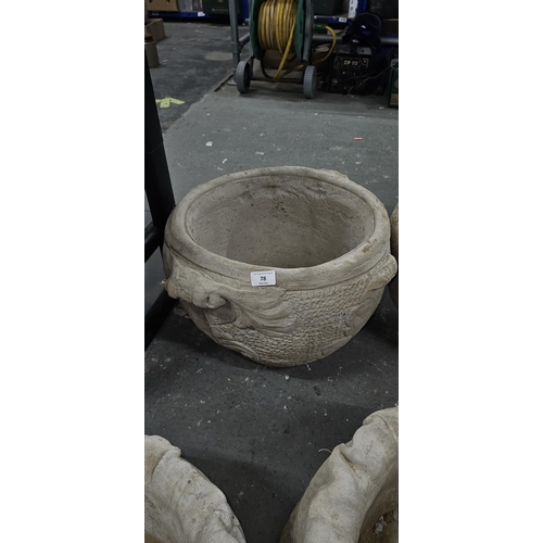 78 - avenza uno pot, scrolled handles - concrete UNABLE TO POST