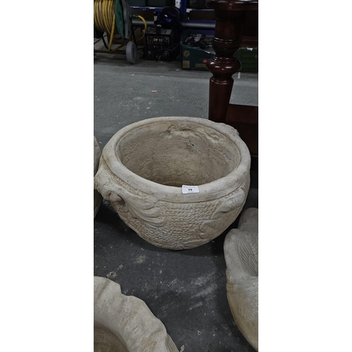 79 - avenza uno pot, scrolled handles - concrete UNABLE TO POST