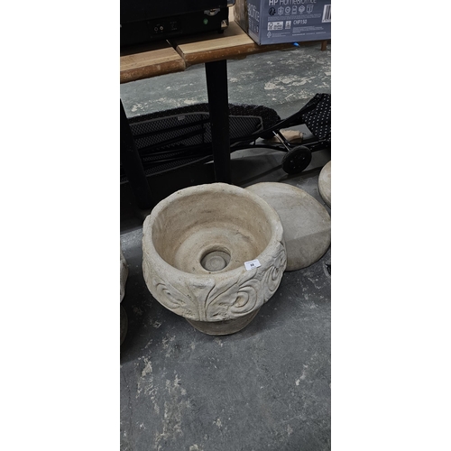 88 - fleur-de-lys urn - concrete UNABLE TO POST