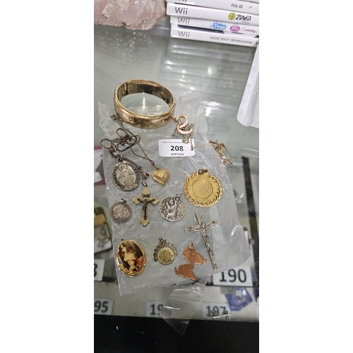 208 - jewellery incl silver st chrispopher & rolled gold bracelet etc
