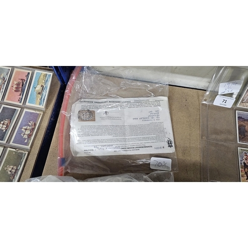 70A - old TV licences with stamps