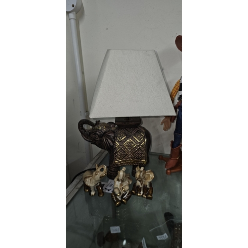 141 - elephant lamp & figures