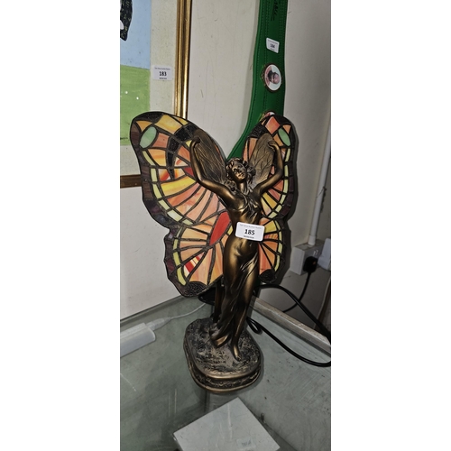 185 - EXCELLENT TIFFANY STYLED NAKED LADY BUTTERFLY LAMP BY