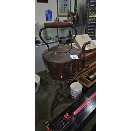 221 - copper kettle with adjustable stand