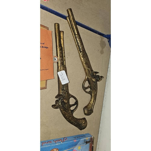 31A - large set of brass wall pistols