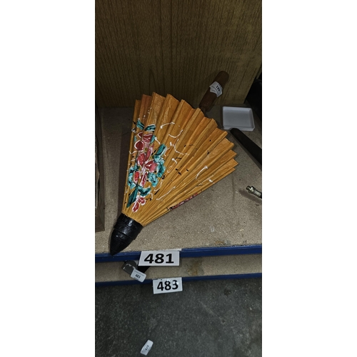 481 - bamboo oriental style parasol, good condition