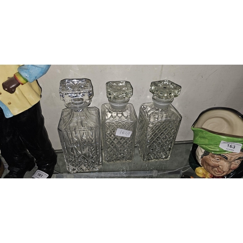 161A - PAIR DECANTERS & 1 OTHER LEAD CRYSTAL DECANTER