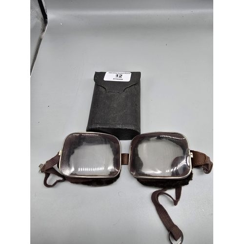 12 - 1920s/1930s Motor bike/car goggles in case