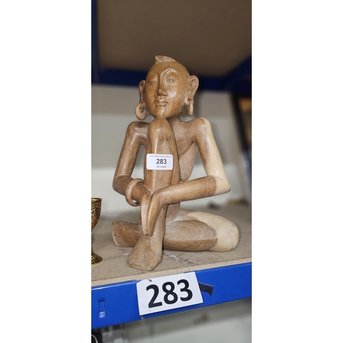 283 - CARVED WOOD YOGA FIGURE