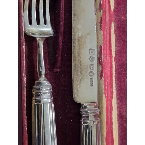 54 - Silver Knife & fork in case 41g