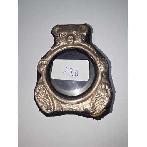 53A - Silver hall mark teddy photo frame