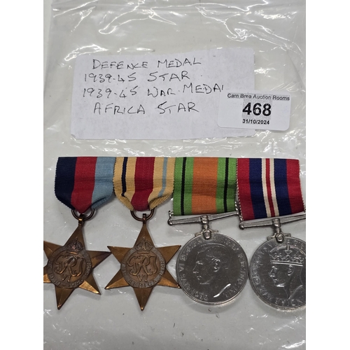 468 - Mounted 4 medals defence, Afrika & two stars