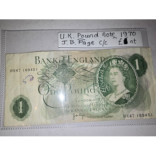 128A - 1970 JB Page One Pound note