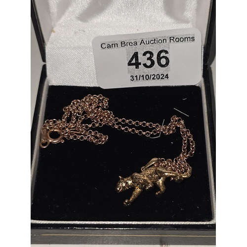 436 - Leopard on gold Plated Chain on sterling silver