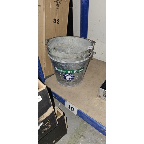 10 - 3 SMALL NAMED BEER GALVANISED BUCKETS