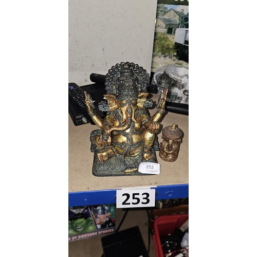 253 - LARGE & SMALL ELEPHANT DEITY FIGURES/ BUDDHA