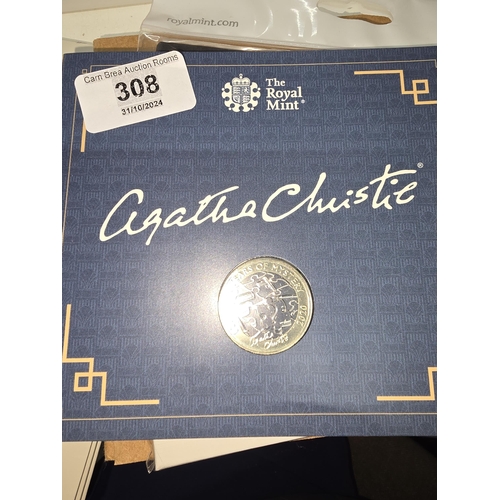 308 - 2020 £2 AGATHA CHRISTIE TWO POUND COIN BRILLIANT UNCIRCULATED BUNC PACK - SEALED