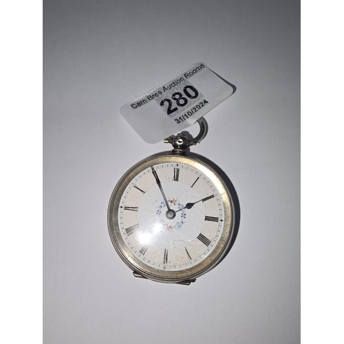 280 - Silver pocket watch key wind 40mm