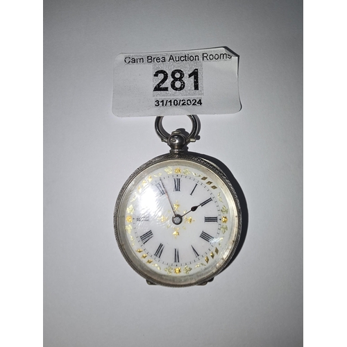 281 - Silver pocket watch key wind 30mm